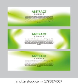Set of Abstract Fresh Green Stylish Banner Design Template Vector, Professional Modern Graphic Banner Element with Smooth Blurry Green Background