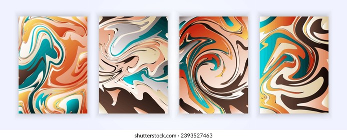 Set of abstract full color marble background. Prints with Graphic Stylish Liquid. wave, fluid, Trendy backgrounds for cover designs, invitations, case, wrapping paper