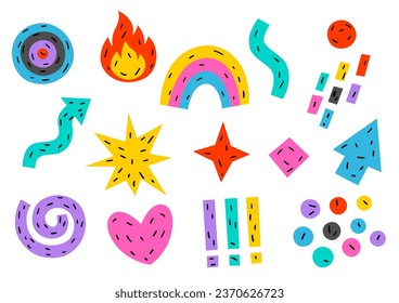 Set of abstract funny shapes. Cartoon cute trendy creative image.