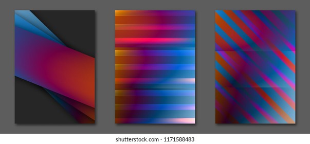 Set of abstract futuristic backgrounds with layers overlap. Applicable for Covers, Placards, Posters, Booklets, Blanks, Cards, Flyers and Banner Designs. A4, vector EPS10.