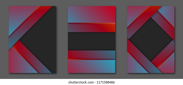 Set of abstract futuristic backgrounds with layers overlap. Applicable for Covers, Placards, Posters, Booklets, Blanks, Cards, Flyers and Banner Designs. A4, vector EPS10.