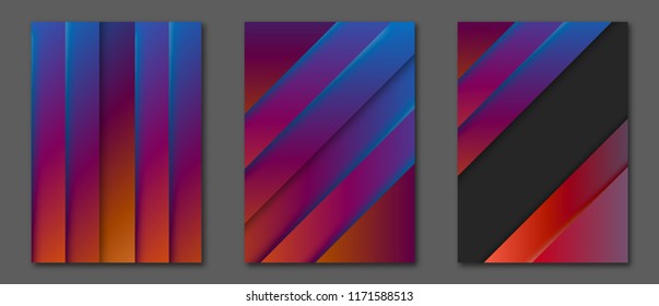 Set of abstract futuristic backgrounds with layers overlap. Applicable for Covers, Placards, Posters, Booklets, Blanks, Cards, Flyers and Banner Designs. A4, vector EPS10.