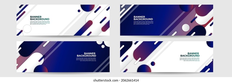 Set of abstract futuristic banner with a gradient green red blue shapes