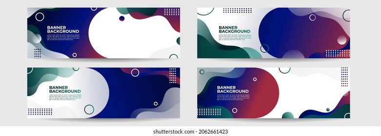 Conjunto de banner futurista abstracto con formas azul rojo degradado