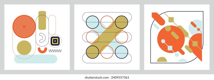 Conjunto de composiciones futuristas abstractas con elementos geométricos modernos vectoriales planos para imprimir o web