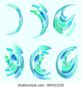 set of abstract  futuristic figures of differnt colors