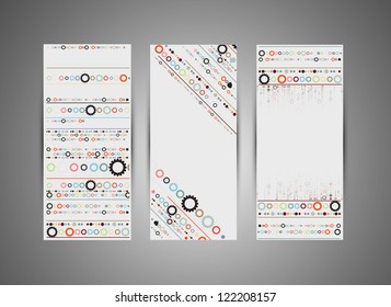 Set of abstract futuristic gear technology business banner background