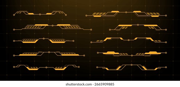 Un conjunto de gráficos abstractos de Vector de hud futurista. Modernos Elementos de interfaz de interfaz de usuario para visualización de datos y visualización digital.