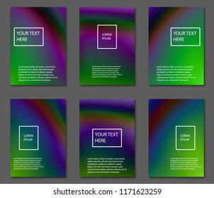 Set of abstract futuristic multicolor backgrounds with gradients. Applicable for Covers, Placards, Posters, Booklets, Blanks, Cards, Flyers and Banner Designs. A4, vector EPS10.