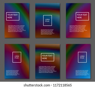 Set of abstract futuristic multicolor backgrounds with gradients. Applicable for Covers, Placards, Posters, Booklets, Blanks, Cards, Flyers and Banner Designs. A4, vector EPS10.