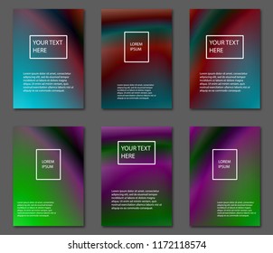 Set of abstract futuristic multicolor backgrounds with gradients. Applicable for Covers, Placards, Posters, Booklets, Blanks, Cards, Flyers and Banner Designs. A4, vector EPS10.