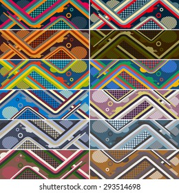 set of abstract futuristic pattern background for modern skateboard. vector illustration eps10