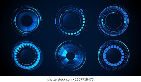Set of abstract futuristic technology circle. Technology background design. vector