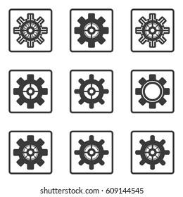 Set of abstract gear icons.