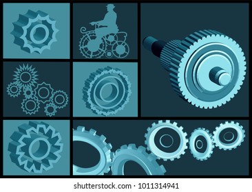 set of abstract gears. technology or industry concept