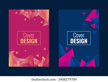 Set of abstract geometric background with gradient color for your cover design, book, flyer, brochure and more. Gradient background. Amazing 3D polygon design