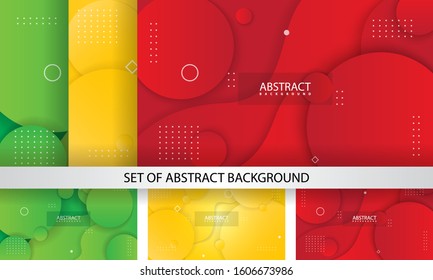 Set of Abstract Geometric Background with Green, Yellow and Red Color. Designed for web, banner, template, cover, etc. Suitable for your business.