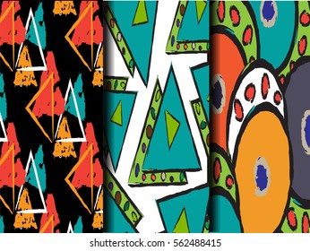 set abstract geometric background pattern, with circles, strokes and splashes.painting with bright colors