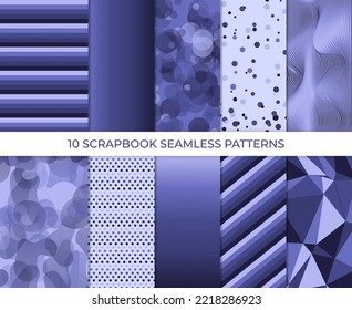 Satz abstrakter geometrischer Hintergrund in trendiger Farbe 2022. Trendy Lavendel violetter Hintergrund. Schöner Hintergrund geeignet für Decken, Poster, Broschüre. Vektorgrafik