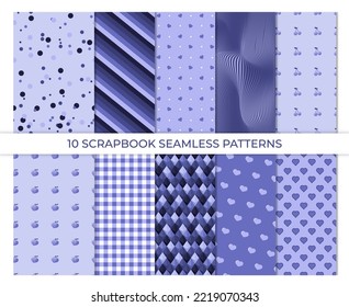 Set of abstract geometric background in trendy 2022 very peri color. Trendy lavender violet background. Beautiful background suitable for cover, poster, brochure. Vector illustration