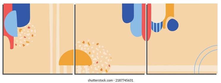 Set of abstract geometric backgrounds for banner, poster, template, social media post or story, flyer, cover, etc. Modern shape design with space for text. Concept of social networks.