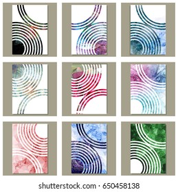Set of abstract geometric backgrounds for brochure, flyer, report , business card, layout, template. Free space for text. Vector clip art.