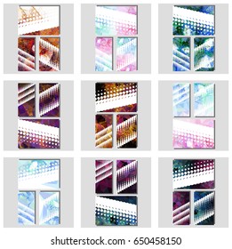 Set of abstract geometric backgrounds for brochure, flyer, report , business card, layout, template. Free space for text. Vector clip art.