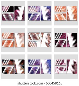 Set of abstract geometric backgrounds for brochure, flyer, report , business card, layout, template. Free space for text. Vector clip art.