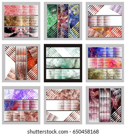 Set of abstract geometric backgrounds for brochure, flyer, report , business card, layout, template. Free space for text. Vector clip art.