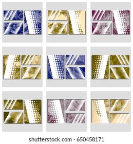 Set of abstract geometric backgrounds for brochure, flyer, report , business card, layout, template. Free space for text. Vector clip art.