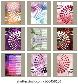 Set of abstract geometric backgrounds for brochure, flyer, report , business card, layout, template. Free space for text. Vector clip art.
