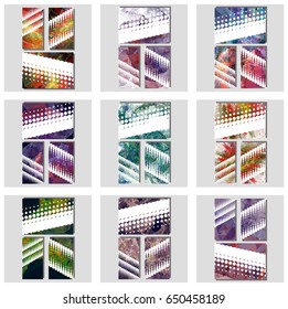 Set of abstract geometric backgrounds for brochure, flyer, report , business card, layout, template. Free space for text. Vector clip art.