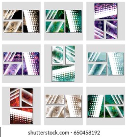 Set of abstract geometric backgrounds for brochure, flyer, report , business card, layout, template. Free space for text. Vector clip art.