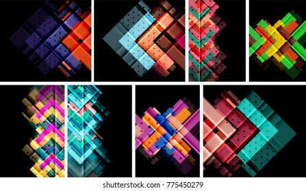 Set of abstract geometric backgrounds for brochure, flyer or presentations design, vector illustration