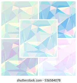 Set of abstract geometric backgrounds in cold colors. Vector eps 10.