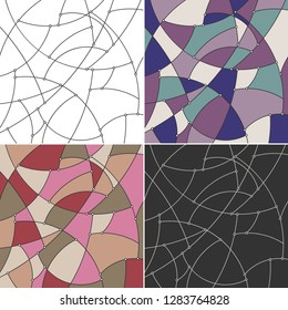 Set of Abstract Geometric Backgrounds of the Curves, Pattern with Unfinished Lines and Nodes , Abstract Data Type, Vector Illustration