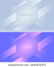 Set of Abstract Geometric Backgrounds with Gradient Hexagon in Blue and Purple
