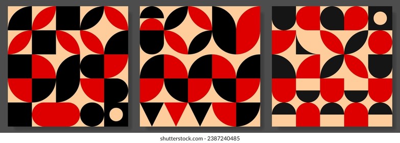 Satz abstrakter geometrischer Hintergründe. Geometrisches Muster im Neo-Geo-Stil
