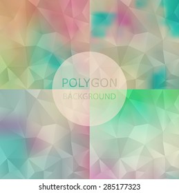 Set of abstract Geometric backgrounds. Polygonal vector design,retro style