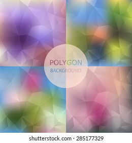 Set of abstract Geometric backgrounds. Polygonal vector design,retro style