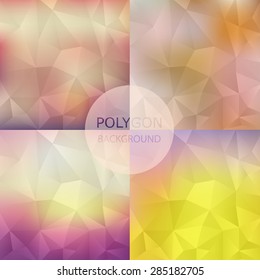 Set of abstract Geometric backgrounds. Polygonal vector design,retro style