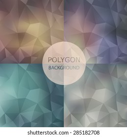 Set of abstract Geometric backgrounds. Polygonal vector design,retro style