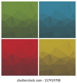 set of abstract geometric backgrounds with triangles and stripes, vector illustration