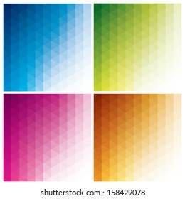 set of abstract geometric backgrounds with triangles and hexagons, vector illustration
