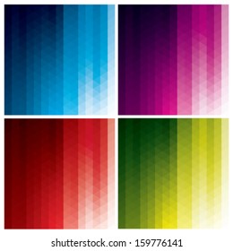 set of abstract geometric backgrounds with triangles and hexagons, vector illustration