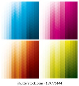 set of abstract geometric backgrounds with triangles and hexagons, vector illustration