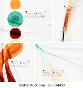 Set of abstract geometric backgrounds. Waves, triangles, lines. Vector universal templates