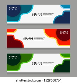 set of abstract geometric banner design for web template with minimalist modern style in vector illustration