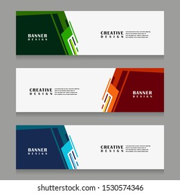 set of abstract geometric banner design for web template with minimalist modern style in vector illustration