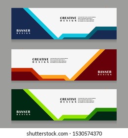 set of abstract geometric banner design for web template with minimalist modern style in vector illustration